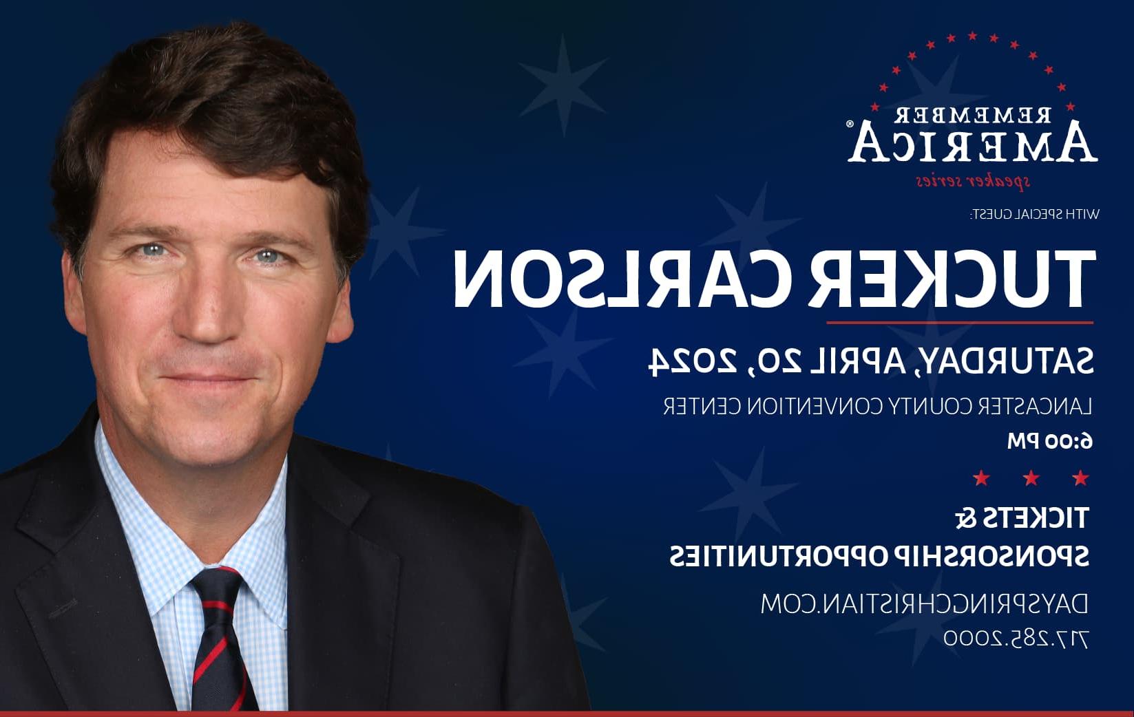 April 2024 guest speaker Tucker Carlson at Dayspring Christian Academy in Lancaster, PA